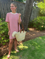 Red Striped Cotton T-Shirt Dress