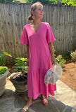 Pink Gauze Flutter Maxi