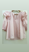 Pink Ruffle Puff Top