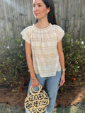 Natural Gauze Smock Flutter Top