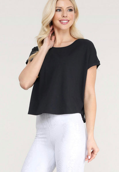 Black Dolman Sleeve Boxy Top