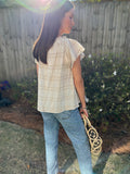 Natural Gauze Smock Flutter Top