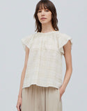 Natural Gauze Smock Flutter Top